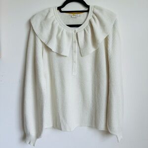 BODEN Ivory Fluffy Frill Collar Jumper Size UK 14, US 10